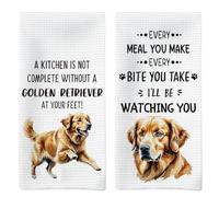 Tzhim Golden Retriever Gifts Kitchen Towels Set of 2, Golden Retriever Gifts for Women, Golden Retriever Decor Hand Towels, Golden Retriever Dog Tea Dish Towels, Dog Kitchen Bathroom Decor,16x24 Inch