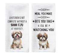 Tzhim Shih Tzu Dog Gifts Kitchen Towels Set of 2, Shih Tzu Gifts for Women, Shih Tzu Dog Dishcloths Tea Towels Dish Towels for Kitchen, Shihtzu DogHand Towels, DogKitchen Bathroom Decor, 16x24inch