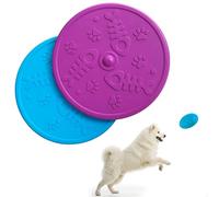 TZHYKPHOME Dog Flying Disc, Natural Rubber Interactive Toy for Small and Large Dogs, 2 Pack, 9 Inch, Blue and Purple, Floats in Water, Safe on Teeth