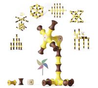 TZJ201, Wooden Blocks for Kids, 60 Pcs Building Blocks for 2 Year Olds, SPINING Montessori Toy for 3 4 5 Year Old Boy Girls, Educational Toddler Toy with Storage Bag, Ideal for Home School Travel