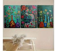 TZKBDMA Laboratory Glassware Microscope Lung Flower Bouquet Painting Abstract Botanical Boho for Living Room Wall Decor(60x80cmx3/Without frame)
