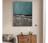 TZKBDMA Modern Abstract Canvas Art Prints - Teal And Gray Wall Decor With D Layers, Perfect For Living Room, Bedroom(50x70cm/Without frame)