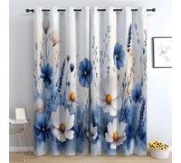 TZKRWRH 80% Blackout Curtains for Bedroom Botanical Decor Green Floral Patterned Curtains Vintage Art Deco Drapes Thermal Insulated Room Darkening Curtain-63 W x 90" L (Pack of 2)