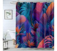 TZKRWRH Bathroom Wet Room Quick-Drying Shower Curtain Tropical Foliage Natural Plant Landscape Waterproof Bath Curtain, Quick-Drying Floral Shower Curtains with 12 Hooks-180 * 100cm(71"*39")
