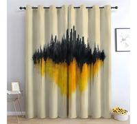 TZKRWRH Bohemian Window Curtain Panels Abstract City Impressions Mid Century Light Blocking Window Curtains 2 Panels for Dining Room Bedroom Living Room-52 W x 90" L (Pack of 2)