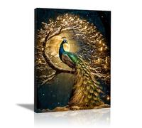 TZKRWRH Canvas Paintings Pictures Artwork Prints Enchanted Winter Peacock Funny Toilet Bathroom Decor Kids Bathroom Pictures Canvas Wall Art(Gold 43)-40x60cm Framed
