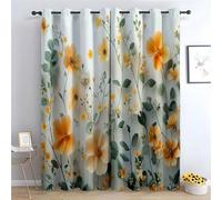 TZKRWRH Floral Curtains Soft Floral Theme Thermal Insulated Blackout Curtains Botanical Flower Print Pattern Window Drapes for Bedroom Living Room-42 W x 72" L (Pack of 2)