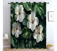 TZKRWRH Floral Curtains Soft Tropical Plants And Flowers Thermal Insulated Blackout Curtains Botanical Flower Print Pattern Window Drapes for Bedroom Living Room-52 W x 72" L (Pack of 2)