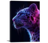 TZKRWRH Leopard Wall Art Print Home Decor Purple Leopard Cheetah Prints Jungle Poster Minimal Animal Pictures Modern Paintings, Maximalist Decor(Purple 1)-50x75cm Framed