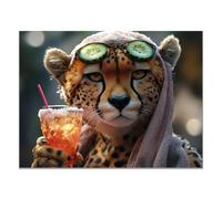 TZKRWRH Leopard Wall Art Print Home Decor Spa Cheetah With Drink Cheetah Prints Jungle Poster Minimal Animal Pictures Modern Paintings, Maximalist Decor(Brown 176)-20x30cm Unframed