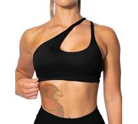 TZLDN Sport BH Damen One Shoulder Oberteil RückenfreiesSporttop Top Sports Bustier Sportoberteil Yoga Gym Kleidung Black S