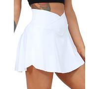 TZLDN Women's Pleated Tennis Skirt with Shorts Pockets High Waist Athletic Mini School Skirt Workout Sport Golf Skorts Skort ##1Side Pocket - White, XL