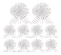 TZMFHD 10 Pcs 6 Inches Bows For Gift Wrapping, Pull Bows For Gift Wrapping, White Bows For Gift Wrapping, Suitable For Wedding Gift Baskets, Christmas Wrapping And Decoration Ribbon Bows