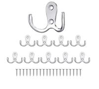 TZMFHD 10 Pcs Hooks for Back of Door, Coat Hooks with 20 Pcs Screws, Uniquely Designed Door Hooks, Silver Wall Mounted Hooks for Hat Clothes Towel Hanging Bedroom Bathroom