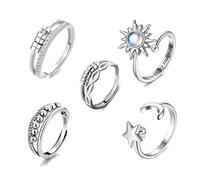 TZMFHD 5 Pcs Fidget Ring, Stylish and Sophisticated Anxiety Ring, Uniquely Designed Fidget Rings are Suitable for Relieving Anxiety, Improving Focus, Decoration and Fashion