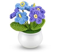TZMFHD Forget Me Not Gifts, Forget Me Not Plants, Handmade Crochet Plant, Knitted Flowers Suitable For Desk Decoration, Home Decor, Gift Giving, 1 Forget Me Not Knitted Flower Pot (Blue)