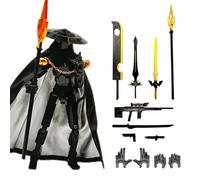 TZMFHD T13 3D Printed Titan 13 Action Figure, Multi-Jointed Movable Robot Toys, Swordsman, Desktop Decoration (Black)