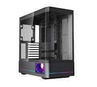 TZMRIT AC-02 PC Case ATX with Display, Centre Tower ATX Computer Case with Panoramic Double Glass (Black)