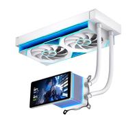 TZMRIT PF240 Aio Water Cooling 240mm with 5.5 Inch LCD Magnetic Screen Display,ALL-IN-One ARGB Infinity Mirror 2000RPM PWM Fan,for AM4/AM5& Intel LGA1851/1700 (WH)