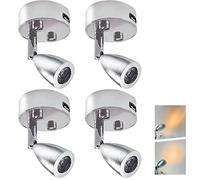 TZnponr 4PCS 12V - 24V RV LED Spotlight Small Size Reading Light USB Charging Port 360°Swivel Spotlight，Any Touch dimmable3500K Warm Light for Bedside lamp of Truck Trailer Ship (Silver)