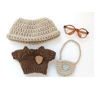 Tznzxm 17cm Doll-Clothes-Outfit-Set, 6.7inch Dolls Outfit Set,Cute 4-Piece Set Crochet Sweater +Lovely Hat + Backpack +Mini Glasses Suitable Dress Up Clothing Replacement Accessories (No Doll)