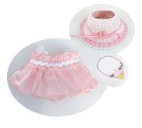 Tznzxm 17cm Dolls Clothes, Outfit Set for 6.7inch Dolls, Fashion 3-Piece Set Dress and Hair Clothes Accessories for 1st/2nd/3rd Gen 15cm 17cm Doll Play & Display (Doll Not Included) (Pink)