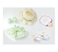 Tznzxm Clothes Compatible with Labubu, 17cm Dolls Clothes Outfit ,Fashion 4-Piece Set Dress +Stylish Hat+ Hair Accessories Suitable for 15cm Dolls Clothing Set Replacement (No Doll ) (with Shoes)