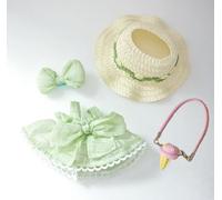 Tznzxm Clothes for Labubu 17cm Dolls, Fashion 4-Piece Set Dress and Hair Accessories Suitable for LABUBU The Monsters Have a Seat / Exciting Macaron / Big into Energy Series (Green)