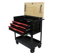 Tzou Tool Chest with Casters Large Capacity Utility Industrial Service Cart Rolling Tool Cart for Mechanics Warehouse Garage Black