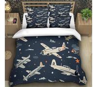 TZOVPCDFA Aeroplane 3D Printing Duvet Covers Bedding The Cartoon Microfibre Soft Pillowcases Hidden Zipper Children Teenagers Super King（260x220cm）