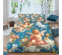 TZOVPCDFA Angel 3D Printing Duvet Cover Set Bedding Heaven Microfibre Soft Pillowcases Hidden Zipper Children Teenagers Double(200x200cm)