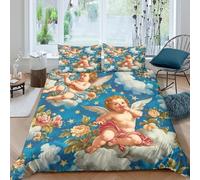 TZOVPCDFA Angel 3D Printing Duvet Cover Set Bedding Set Heaven Microfibre Soft And Pillowcase Hidden Zipper for Kids King(220x240cm)