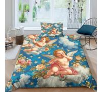 TZOVPCDFA Angel 3D Printing Duvet Covers Bedding Heaven Microfiber Pillowcases Hidden Zipper Children Teenagers Single(135x200cm)