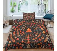 TZOVPCDFA Artistic Buddha Statues 3D Printing Duvet Covers Bedding Set Multi-color Pattern Microfibre Soft Match with Pillowcase Hidden Zipper for Kids Single(135x200cm)