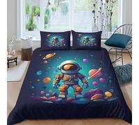 TZOVPCDFA Astronauts 3D Printing Duvet Covers Bedding Cartoon Style Pattern Microfiber Match with Pillowcase Hidden Zipper for Kids Double（200x200cm）