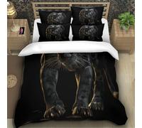 TZOVPCDFA Black Panther 3D Printing Duvet Cover Set Bedding Leopard Microfiber Match with Pillowcase Hidden Zipper Children Teenagers Single（140x200cm）