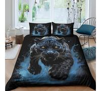 TZOVPCDFA Black Panther 3D Printing Duvet Cover Set Bedding Leopard Microfibre Soft Match with Pillowcase Hidden Zipper for Kids Double（200x200cm）