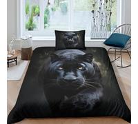 TZOVPCDFA Black Panther 3D Printing Duvet Cover Set Bedding Set Leopard Microfibre Soft And Pillowcase Hidden Zipper for Kids Single（135x200cm）
