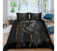 TZOVPCDFA Black Panther 3D Printing Duvet Covers Bedding Set Leopard Microfibre Soft Match with Pillowcase Hidden Zipper for Kids Double（200x200cm）