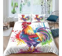 TZOVPCDFA Cock 3D Printing Duvet Cover Bedding Set Multi-color Pattern Microfibre Soft Match with Pillowcase Hidden Zipper Children Teenagers King（220x240cm）