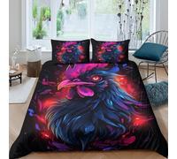 TZOVPCDFA Cock 3D Printing Duvet Covers Bedding Cute Animals Microfiber Match with Pillowcase Hidden Zipper Children Teenagers King（220x240cm）