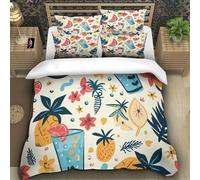 TZOVPCDFA Cool Summer Pattern 3D Printing Duvet Cover Set Bedding Lemonade Microfiber Match with Pillowcase Hidden Zipper for Kids Super King（260x220cm）