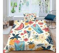 TZOVPCDFA Cool Summer Pattern 3D Printing Duvet Covers Bedding Set Lemonade Microfibre Soft Pillowcases Hidden Zipper Children Teenagers Single（135x200cm）
