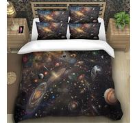 TZOVPCDFA Cosmic Planets 3D Printing Duvet Cover Bedding Set The Milky Way Microfiber And Pillowcase Hidden Zipper Children Teenagers Super King(260x220cm)