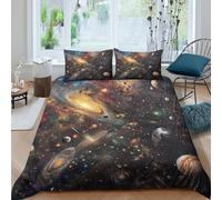 TZOVPCDFA Cosmic Planets 3D Printing Duvet Cover Set Bedding The Milky Way Microfibre Soft Pillowcases Hidden Zipper for Kids King(220x240cm)