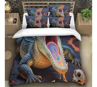 TZOVPCDFA Crocodile 3D Printing Duvet Cover Set Bedding Set Reptile Microfibre Soft And Pillowcase Hidden Zipper Children Teenagers Super King(260x220cm)