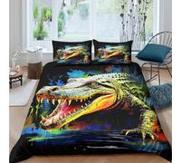 TZOVPCDFA Crocodile 3D Printing Duvet Covers Bedding Set Marsh Animals Microfibre Soft And Pillowcase Hidden Zipper Children Teenagers Double(200x200cm)