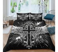 TZOVPCDFA Cross 3D Printing Duvet Cover Bedding Set Jesus Christ Microfiber And Pillowcase Hidden Zipper Children Teenagers Double(200x200cm)