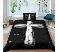 TZOVPCDFA Cross 3D Printing Duvet Cover Bedding Set Jesus Christ Microfibre Soft Match with Pillowcase Hidden Zipper Children Teenagers Single(135x200cm)