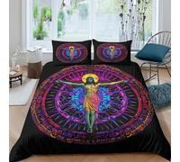 TZOVPCDFA Cross 3D Printing Duvet Covers Bedding Jesus Christ Microfiber And Pillowcase Hidden Zipper Children Teenagers King(220x240cm)